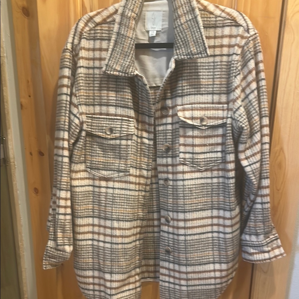 Joie Plaid Women's Shacket in Gray and Brown, L